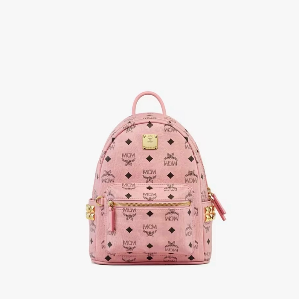 MCM Pink Logo Backpack